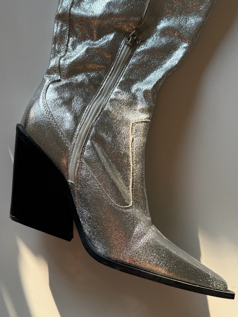 Metallic Silver Women's Mid-Calf Fashion Boots
